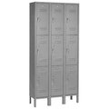 Global Industrial 3 Tier Locker, 12 X 15 X 24, 9 Door, Ready To Assemble, Gray 238231GY